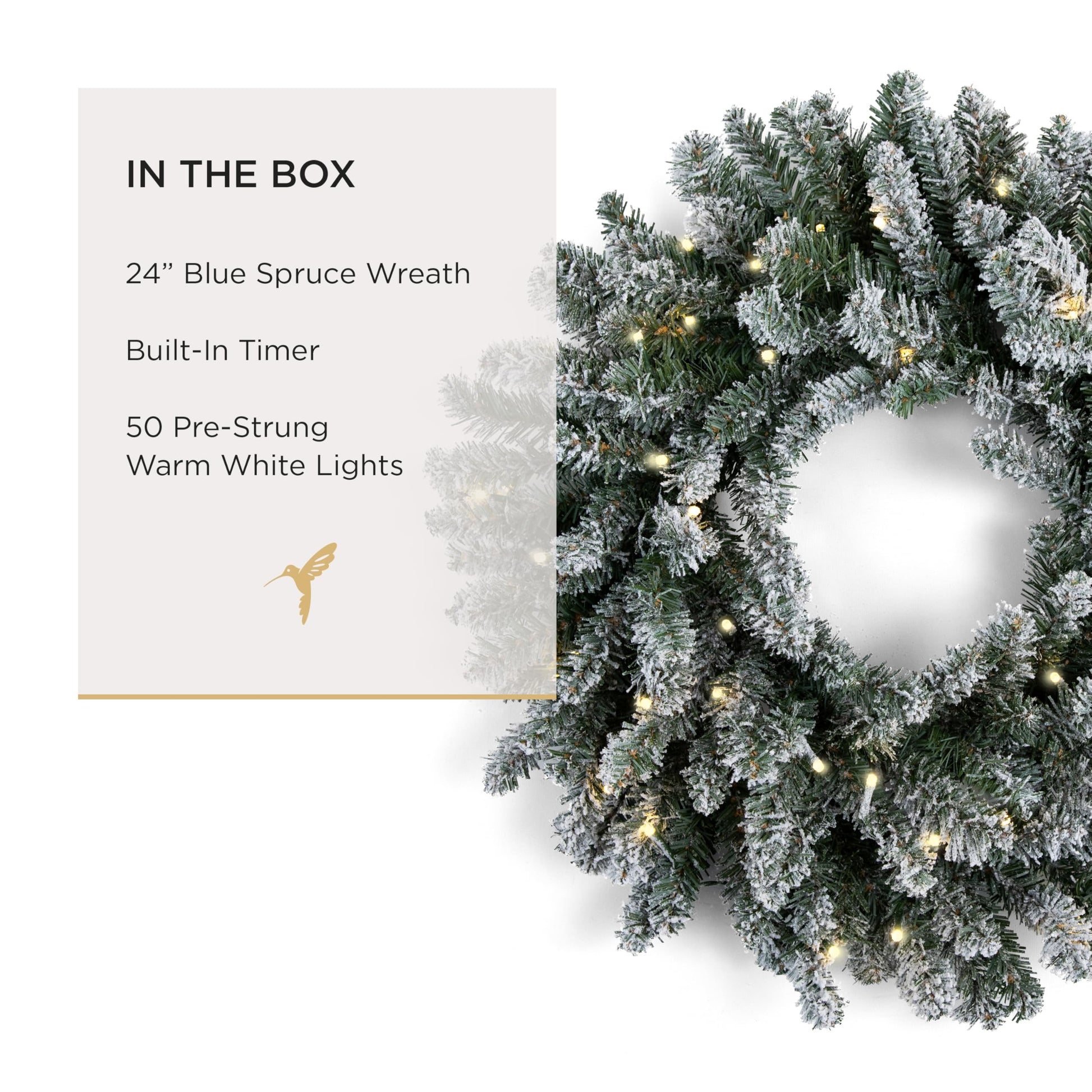 Papyrus 24" Pre-Lit Blue Spruce Artificial Wreath