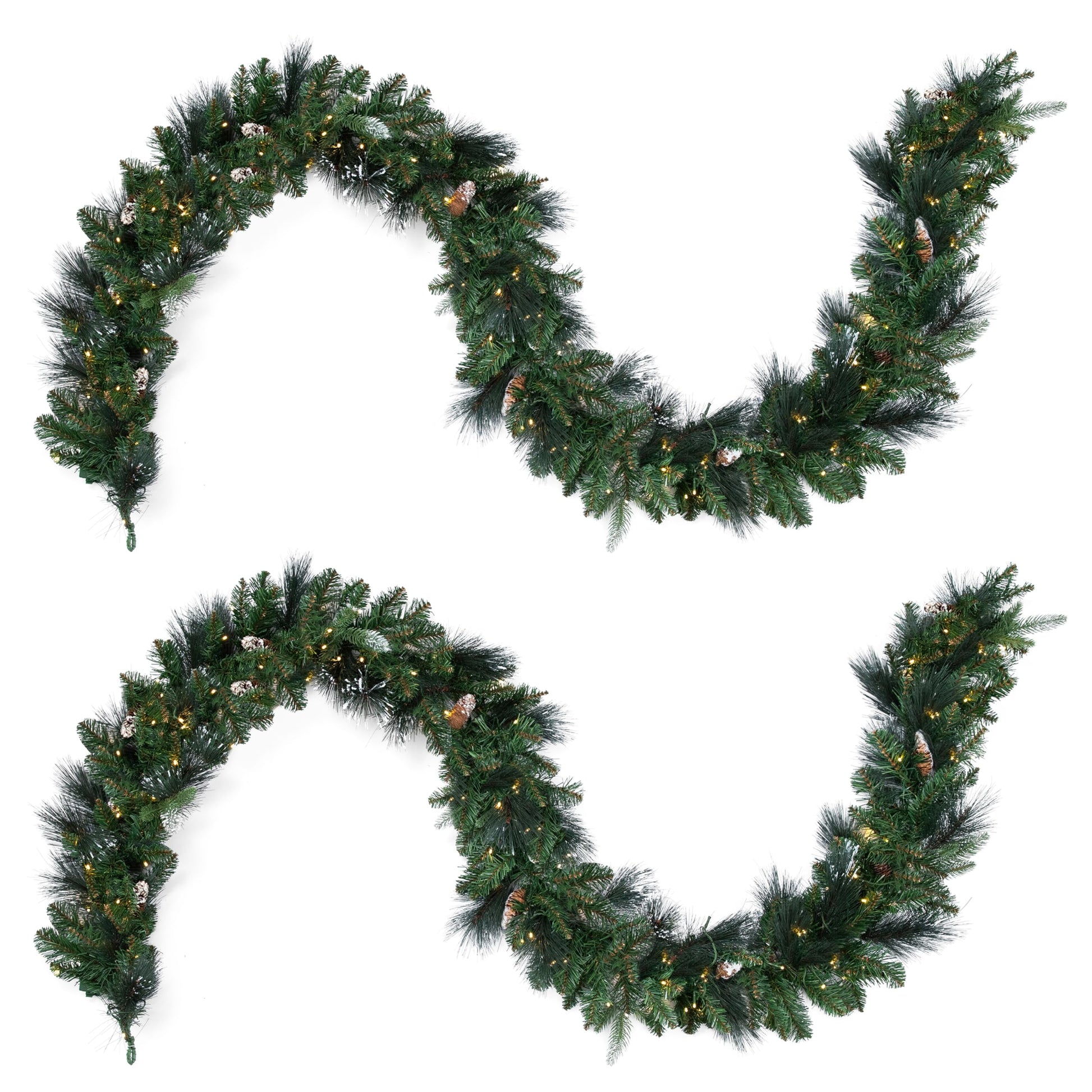 Papyrus 2 Pack of 9 ft Pre-Lit Carolina Pine Garland