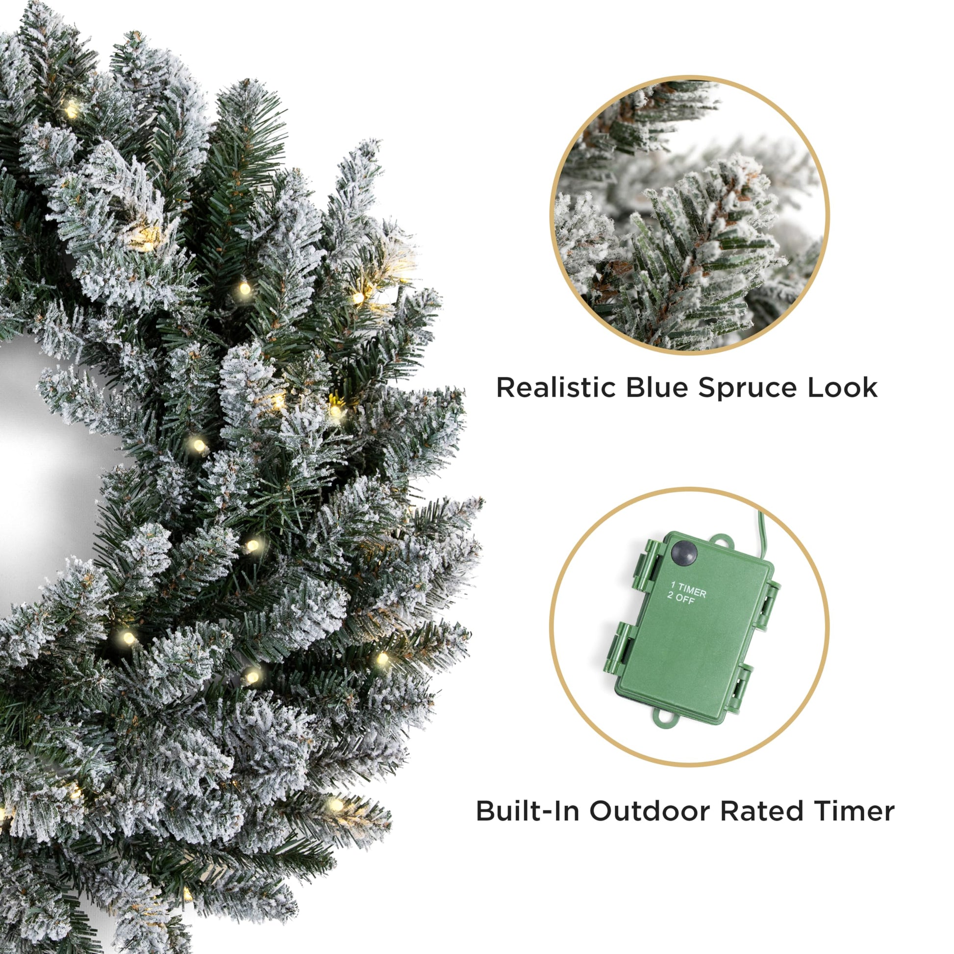 Papyrus 24" Pre-Lit Blue Spruce Artificial Wreath