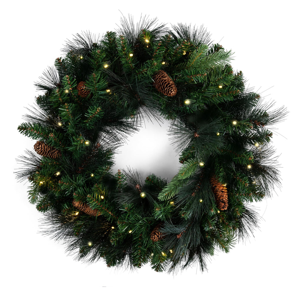 Papyrus 24" Pre-Lit Carolina Pine Artificial Wreath