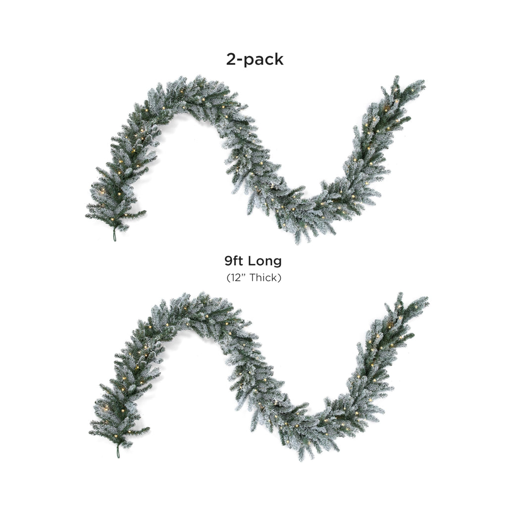 Papyrus 2 Pack of 9 ft Pre-Lit Blue Spruce Garland