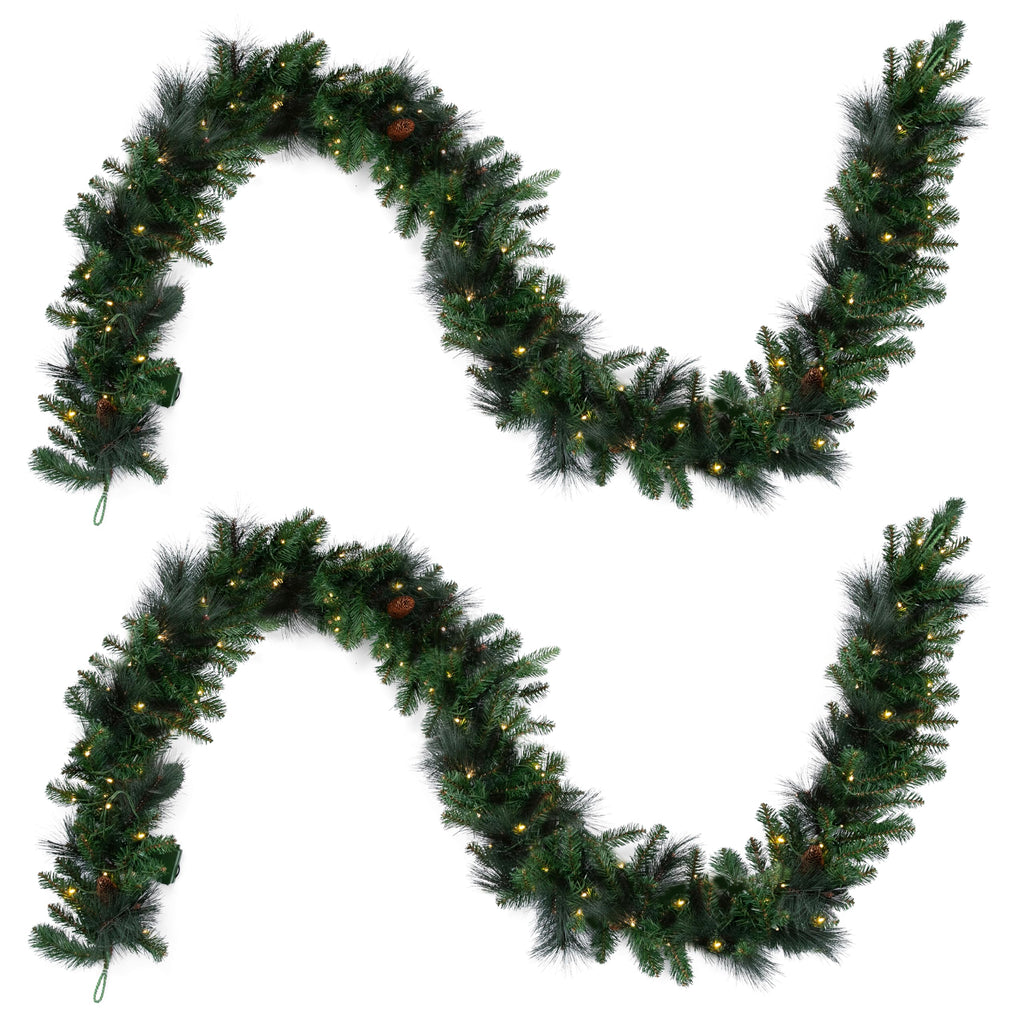Papyrus 2 Pack of 9 ft Pre-Lit Carolina Pine Garland