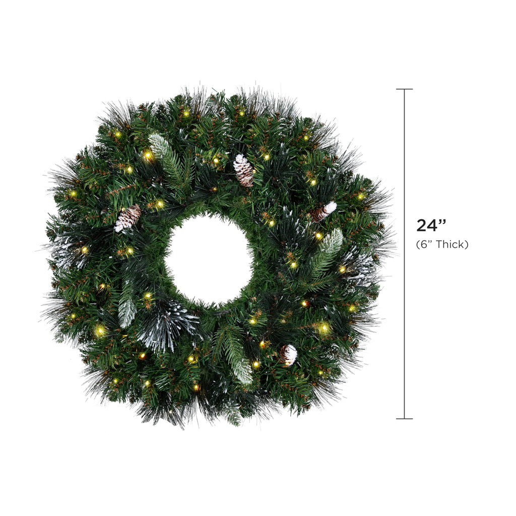 Papyrus 24" Pre-Lit Carolina Pine Artificial Wreath