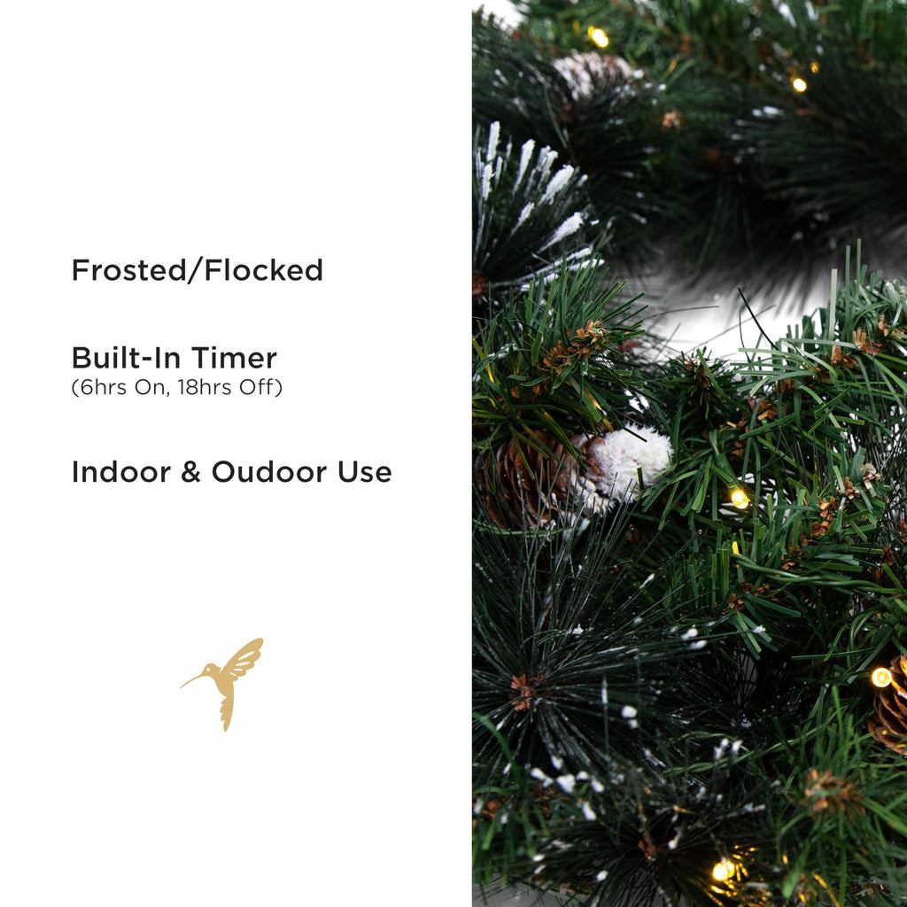 Papyrus 24" Pre-Lit Carolina Pine Artificial Wreath