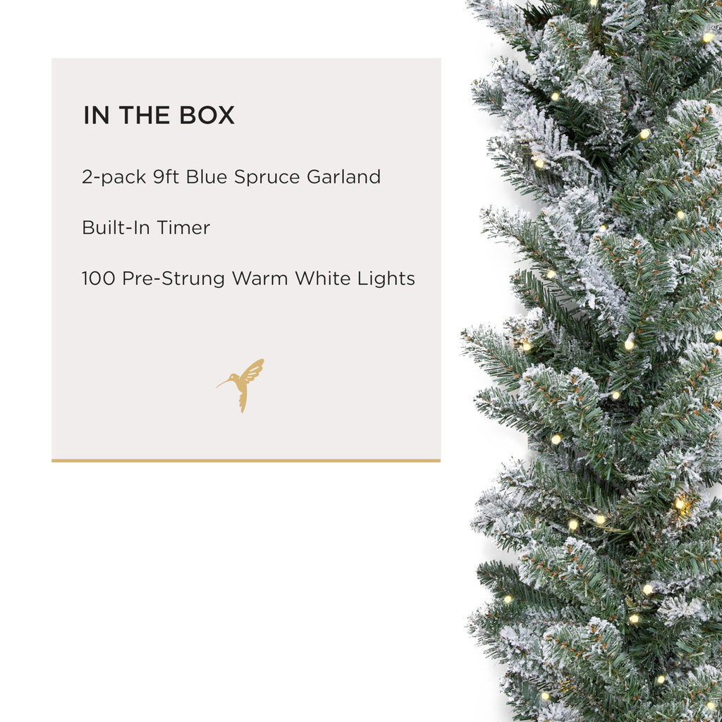 Papyrus 2 Pack of 9 ft Pre-Lit Blue Spruce Garland