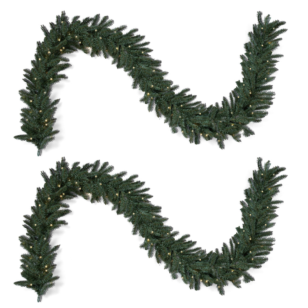 Papyrus 2 Pack of 9 ft Pre-Lit Blue Spruce Garland