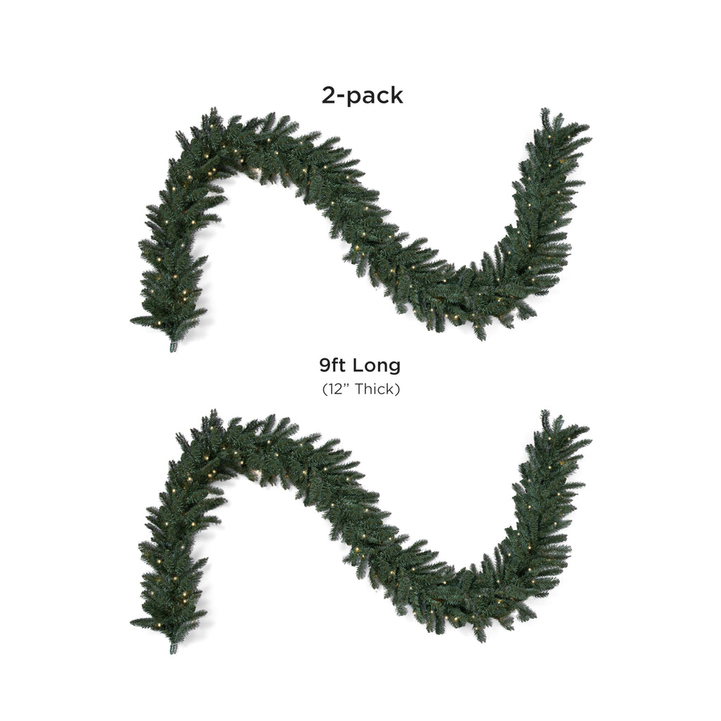 Papyrus 2 Pack of 9 ft Pre-Lit Blue Spruce Garland