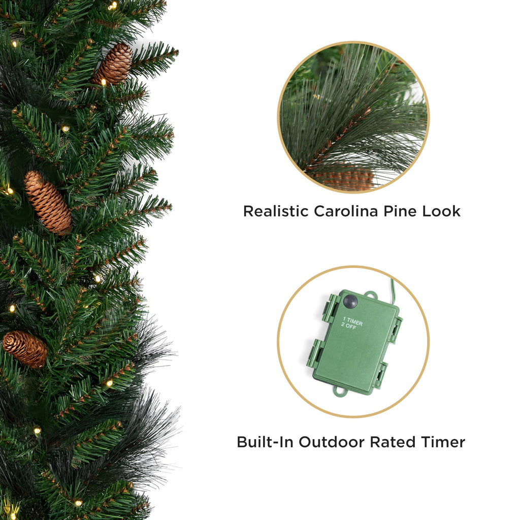 Papyrus 2 Pack of 9 ft Pre-Lit Carolina Pine Garland