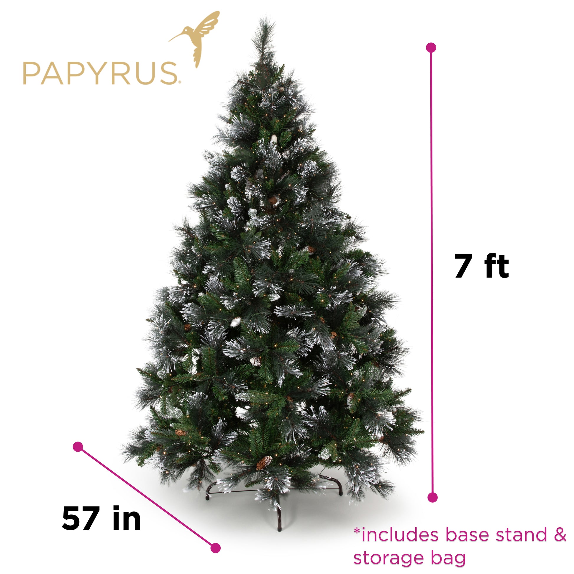 Papyrus 7 ft Pre-Lit Frosted Carolina Pine Christmas Tree
