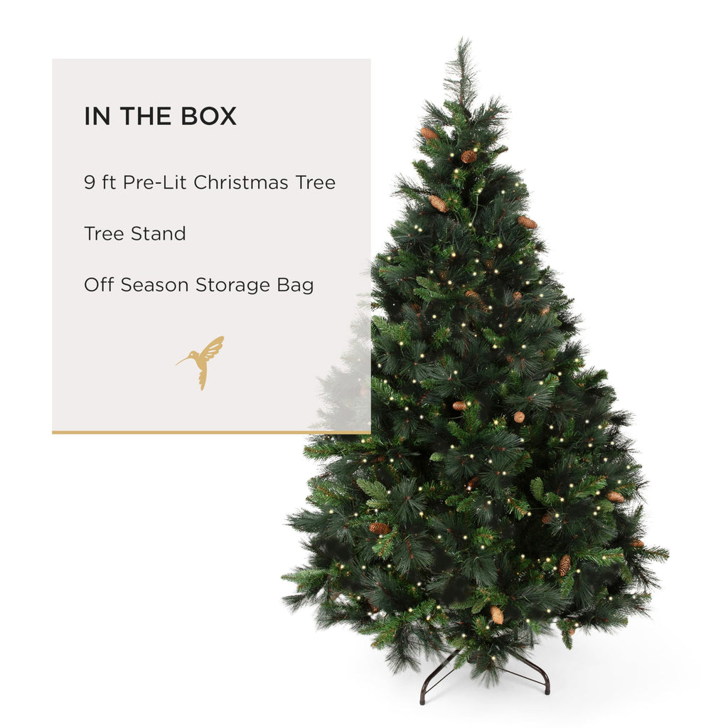 Papyrus 9 ft Pre-Lit Carolina Pine Christmas Tree