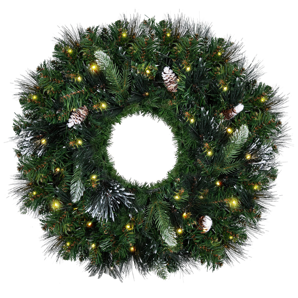 Papyrus 24" Pre-Lit Carolina Pine Artificial Wreath